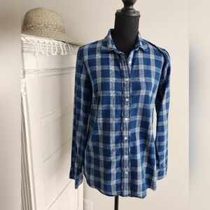 J. CREW 100% COTTON PLAID BUTTON DOWN SHIRT - BOY FIT